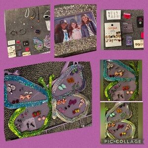 Kids huge bundle, earrings, necklaces/bracelets, jewelry box  earring hanger